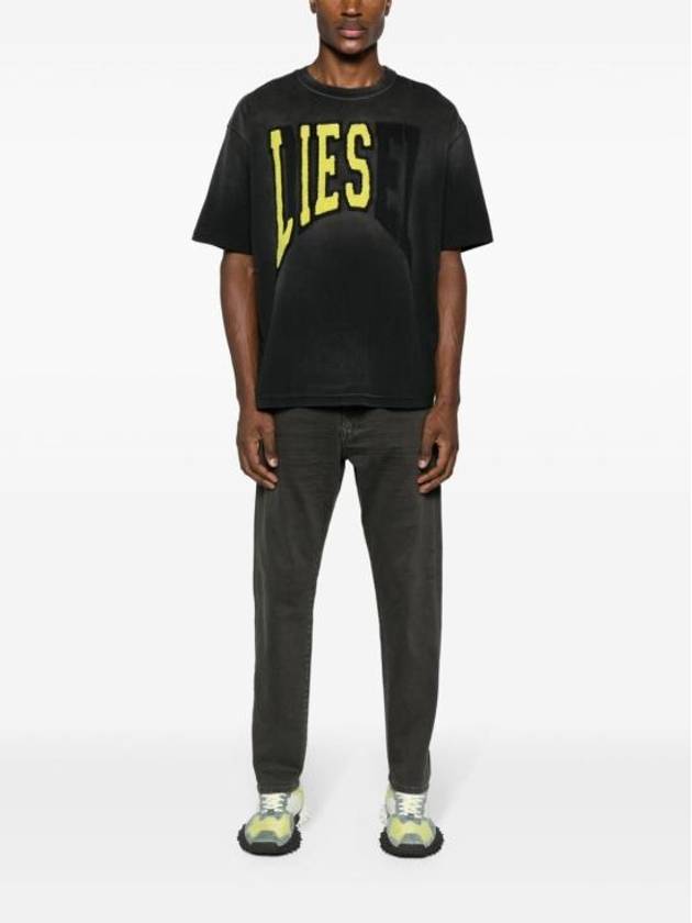 T Wash N Oversized Lies Logo Short Sleeve T-Shirt Black - DIESEL - BALAAN 3