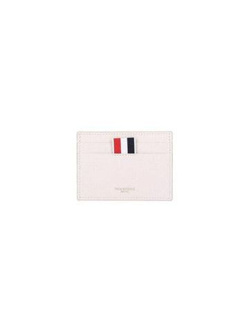 Stripe Note Compartment Pebble Grain Leather Card Wallet Pink - THOM BROWNE - BALAAN 1