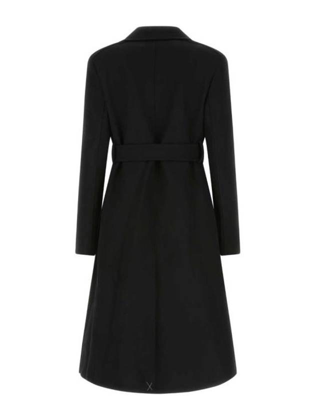 Belted Virgin Wool Double Coat Black - JIL SANDER - BALAAN 3