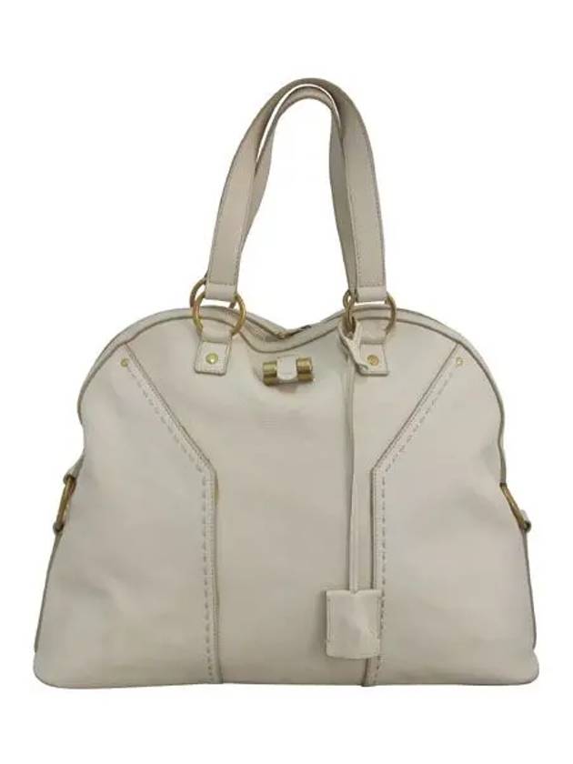 YSL Yip 153959 Ivory leather gold plated Muse overlarge tote bag - SAINT LAURENT - BALAAN 2