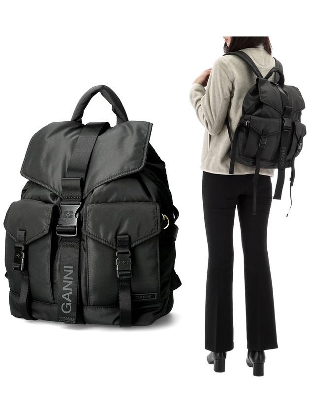 Recycle Tech Backpack Black - GANNI - BALAAN 2