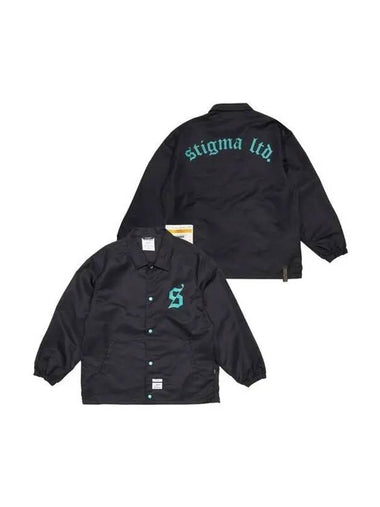 OLD LETTER OVERSIZED COACH JACKET BLACK 270896 - STIGMA - BALAAN 1