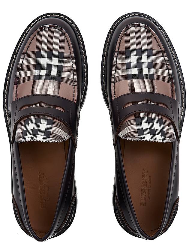 Men's Vintage Check Panel Leather Loafers Brown - BURBERRY - BALAAN 7