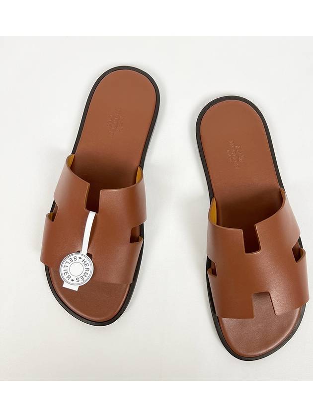 Izmir Leather Slippers Gold - HERMES - BALAAN 6