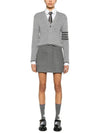 4 Bar Cable Wool Crop Cardigan Grey - THOM BROWNE - BALAAN 3