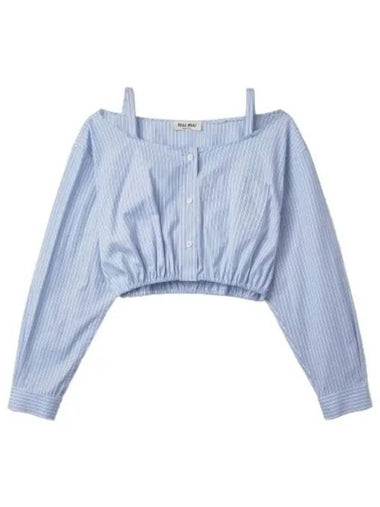 striped chambray shirt blue - MIU MIU - BALAAN 1