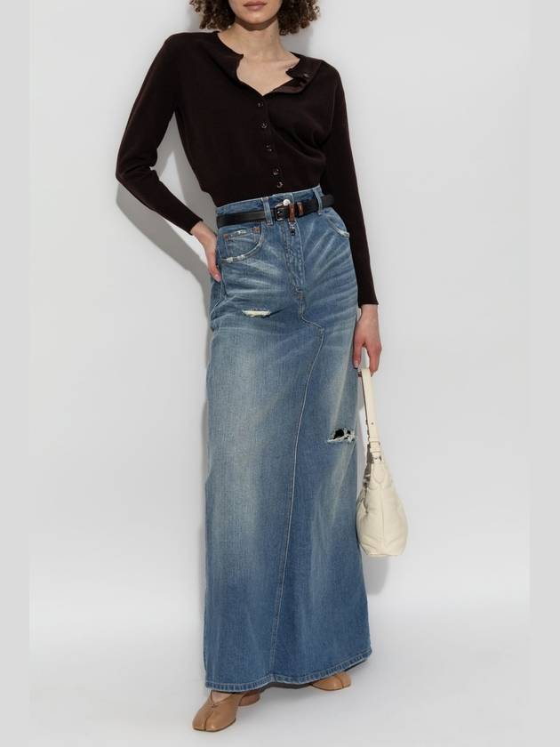 MM6 Maison Margiela Denim Skirt With Vintage Effect, Women's, Blue - MAISON MARGIELA - BALAAN 2