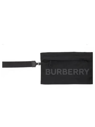 Printed logo nylon hand strip pouch black 270376 - BURBERRY - BALAAN 1