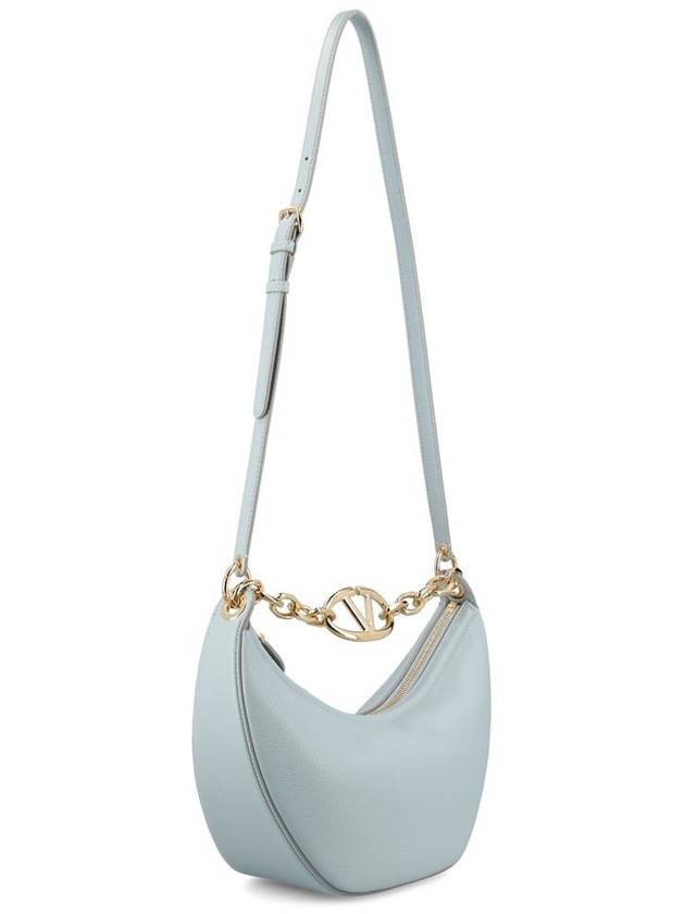 V Logo Zip-Up Medium Tote Bag Light Blue - VALENTINO - BALAAN 4