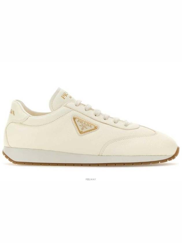 Leather Low Top Sneakers Ivory - PRADA - BALAAN 3