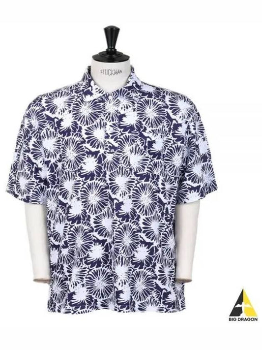 Polo Shirt B Navy Cotton Floral Pique 24S1B036 OR103 PF006 - ENGINEERED GARMENTS - BALAAN 1