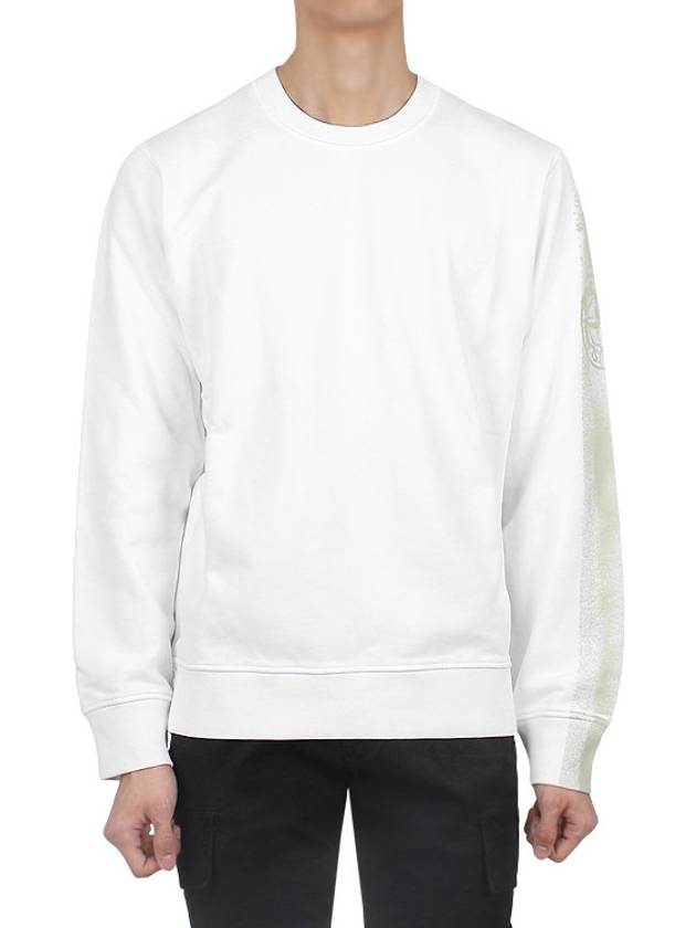 Washing Wappen Arm Logo Round Sweatshirt White - STONE ISLAND - BALAAN 2