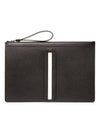 Bollis Large Recycled Leather Clutch Bag Black - BALLY - BALAAN 1