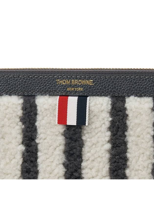 4 Bar Curly Merino Document Small Clutch Bag Medium Grey - THOM BROWNE - BALAAN 8