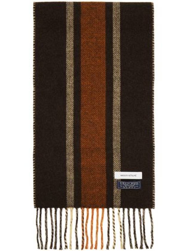 Brown Stripe Muffler Scarf - MAISON KITSUNE - BALAAN 3