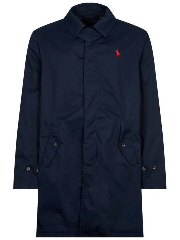 Pony Embroidery Cotton Trench Coat Collection Navy - POLO RALPH LAUREN - BALAAN.