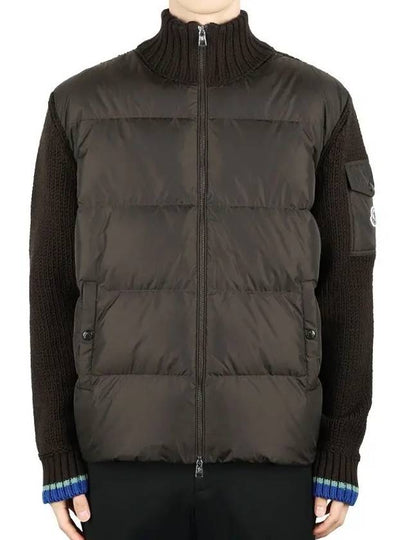 Zip up wool padded cardigan dark brown - MONCLER - BALAAN 2