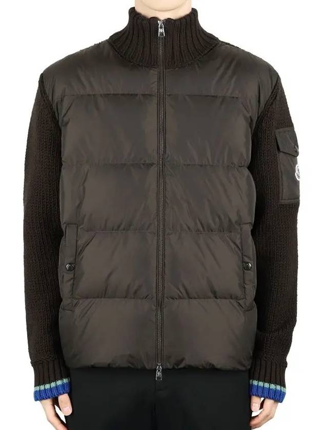 Men s high neck color combination zip up padded jacket brown 9B00029 M1172 243 - MONCLER - BALAAN 1