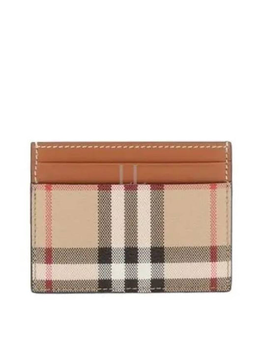 Check Print Leather Card Holder Beige - BURBERRY - BALAAN 2
