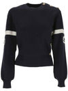 Logo Wool Long Sleeve T-Shirt Navy - GUCCI - BALAAN 2