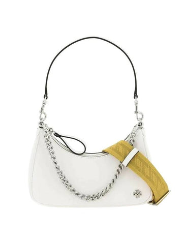 Mercer Chain Spazzolato Crescent Shoulder Bag White - TORY BURCH - BALAAN 1