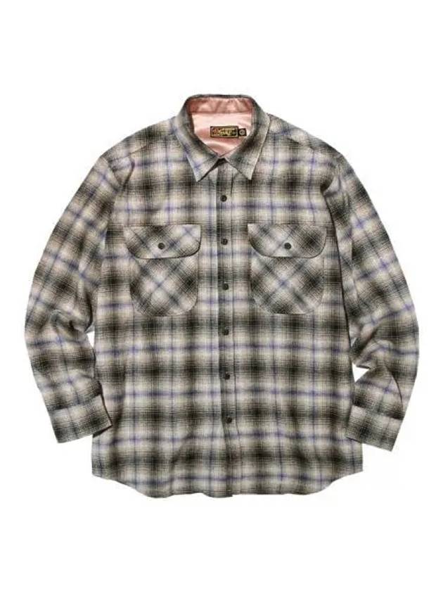 Cosmo Checker Flannel Long Sleeve Shirt Gray - OGARP - BALAAN 1