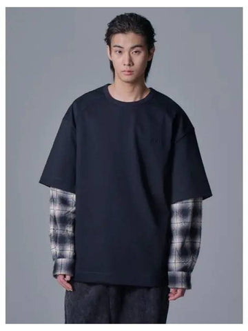 Core check dual sleeve essential single long navy domestic product GM0024052386152 - JUUN.J - BALAAN 1