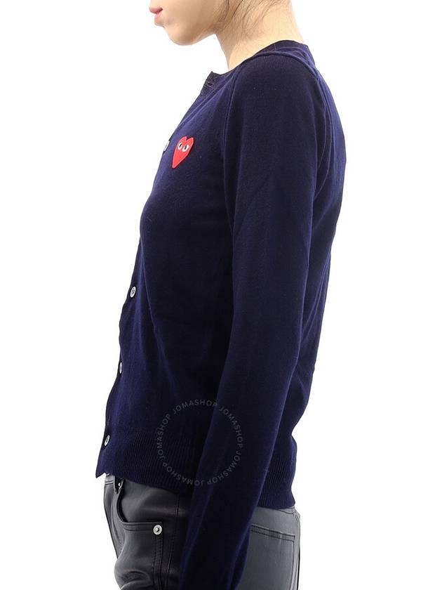 Comme Des Garcons Play Ladies Navy Long Sleeve Logo Cardigan , Size X-small - COMME DES GARCONS - BALAAN 2