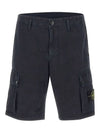 Men's Logo Patch Cargo Bermuda Shorts Blue - STONE ISLAND - BALAAN 3