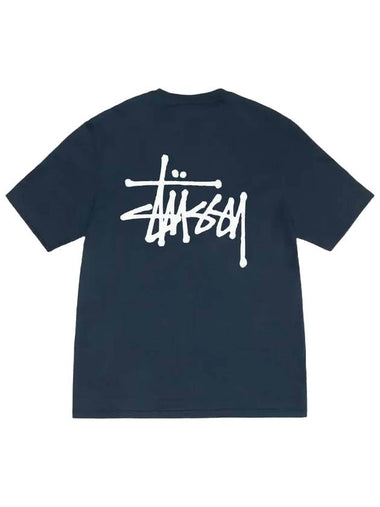 Basic Short Sleeve T-Shirt Navy - STUSSY - BALAAN 1