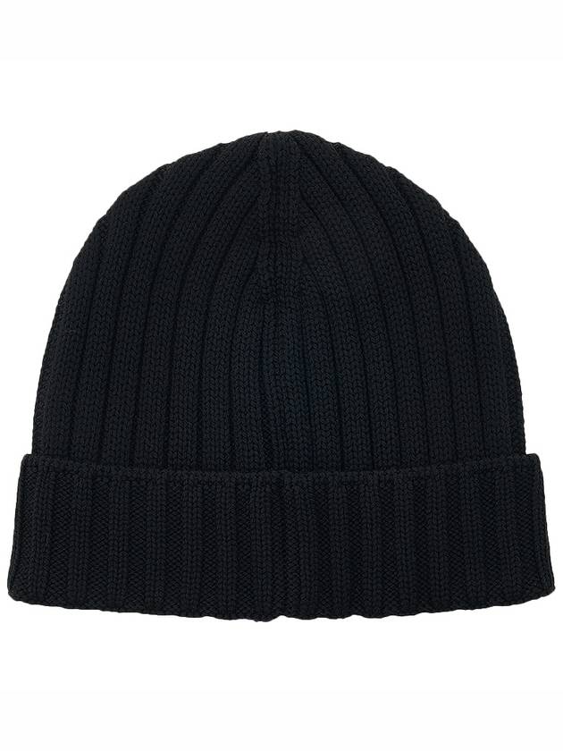 Logo Patch Wool Beanie Black - CP COMPANY - BALAAN 3