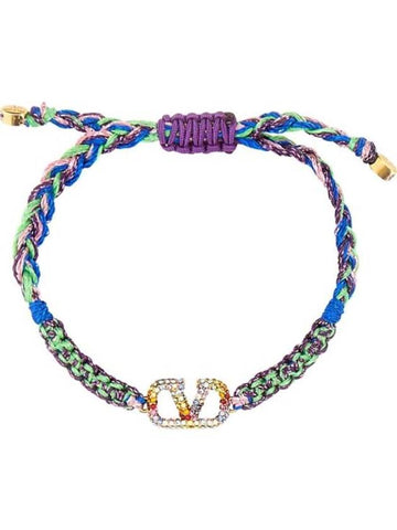 V Logo Signature Crystal Knot Bracelet - VALENTINO - BALAAN 1