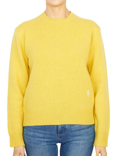 Embroidered Logo Crew Neck Wool Knit Top Yellow - SPORTY & RICH - BALAAN 2