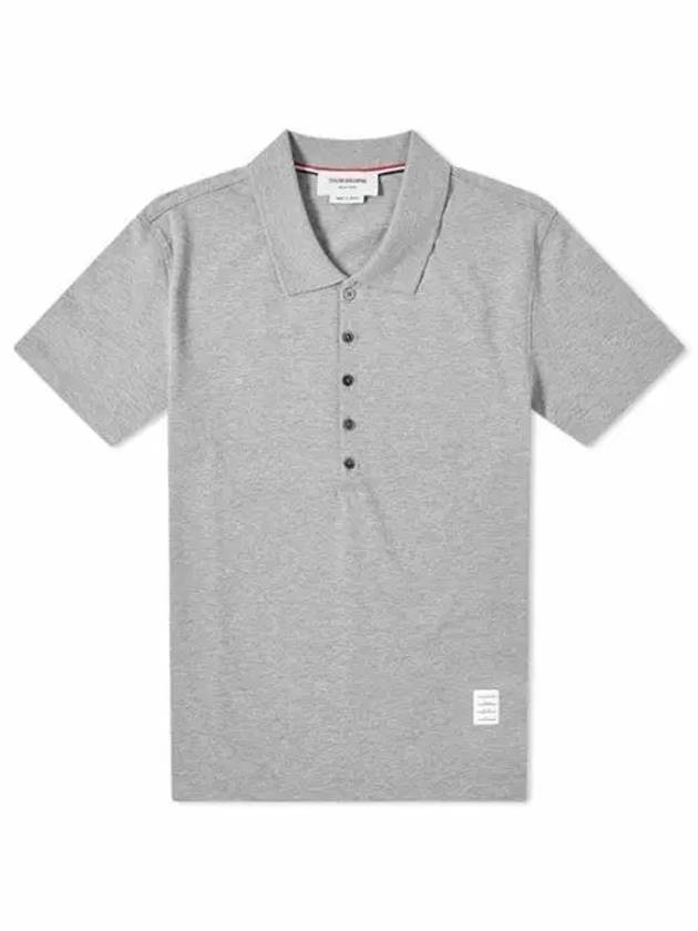 Men's Side Slit Three Stripe Tab Short Sleeve Polo Shirt Grey - THOM BROWNE - BALAAN 2