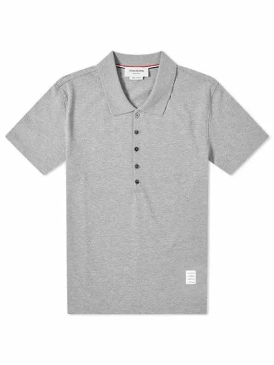 Men's Side Slit Three Stripe Tab Short Sleeve Polo Shirt Grey - THOM BROWNE - BALAAN 2