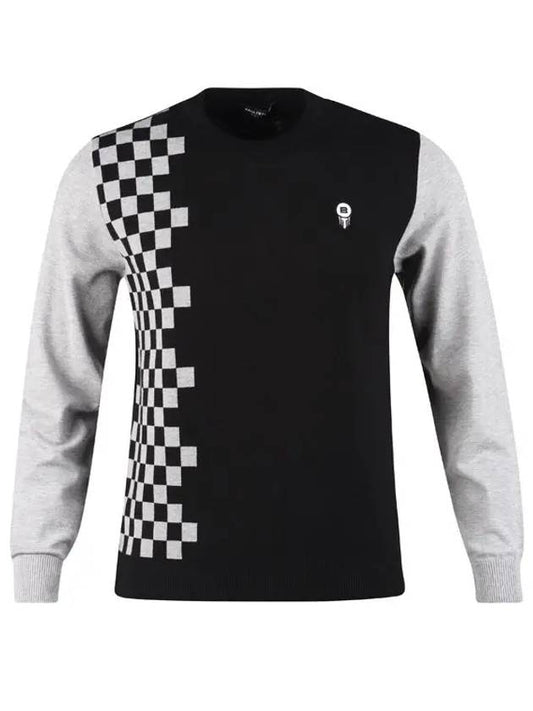 CHECKERBOARD ROUND NECK PULLOVER MAN'S SWEATERBDFMSW08 - BALLISTIC - BALAAN 1