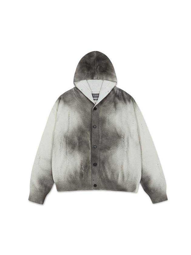 Runway Spray Damaged Hooded Knit Cardigan Grey - ULKIN - BALAAN 2