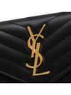 Matelasse Monogram Quilted Leather Flap Long Wallet Black - SAINT LAURENT - BALAAN.
