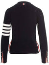 Cotton 4-Bar Milano Classic V-Neck Cardigan Navy - THOM BROWNE - BALAAN 4