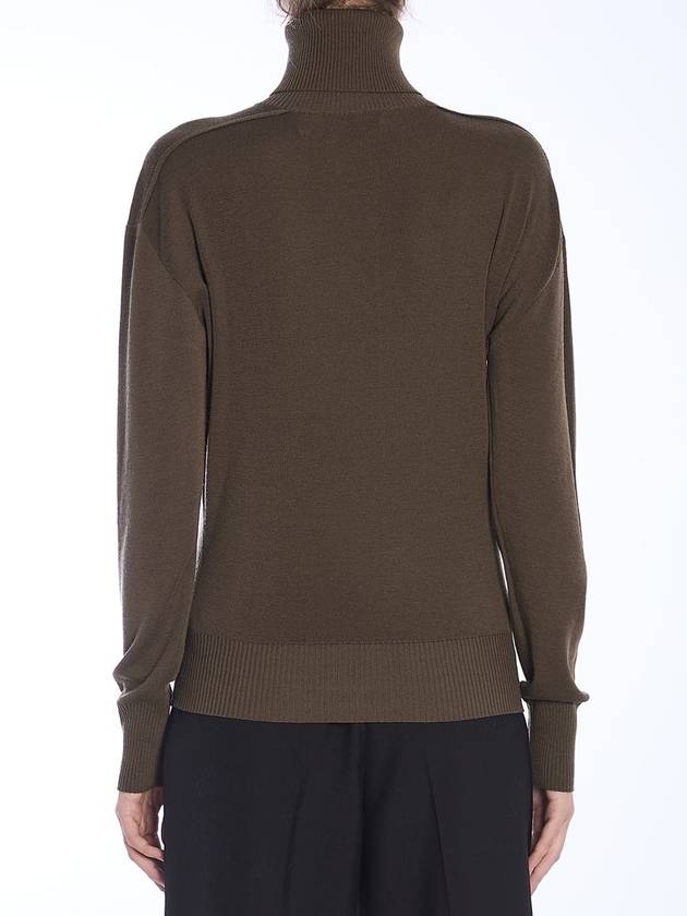 Roll Neck Wool Knit Top Military - BURBERRY - BALAAN 5