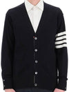 Men's Sustainable Classic Diagonal Wool Cardigan Navy - THOM BROWNE - BALAAN 4