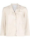 Round Collar Single Breasted Blazer Jacket Beige - THOM BROWNE - BALAAN 1