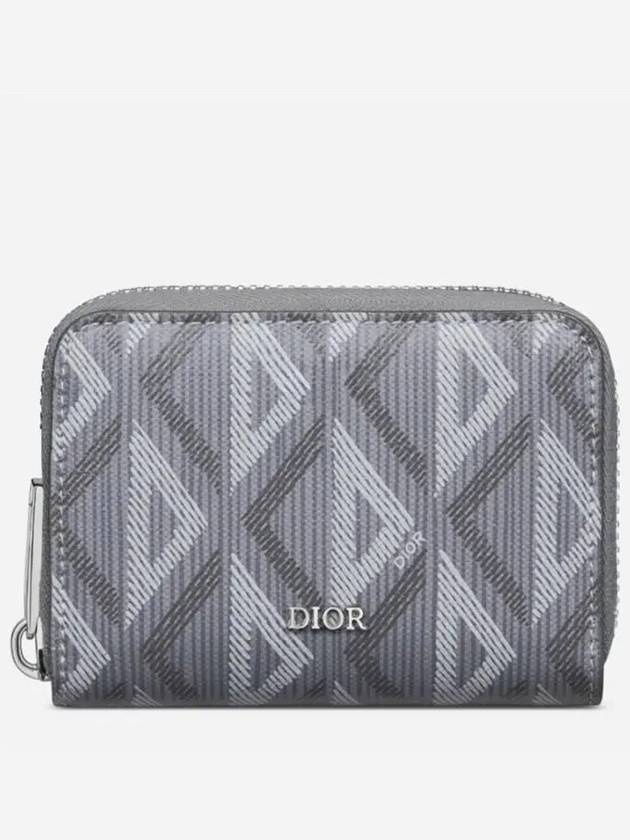 CD Diamond Canvas Zipper Card Wallet Grey - DIOR - BALAAN 2