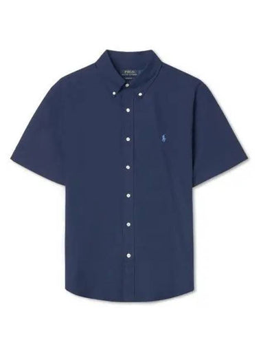 Custom fit short sleeve poplin shirt navy - POLO RALPH LAUREN - BALAAN 1