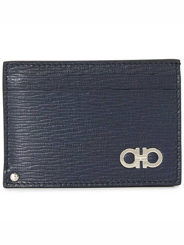 Double Gancini Leather Card Wallet Black - SALVATORE FERRAGAMO - BALAAN 3