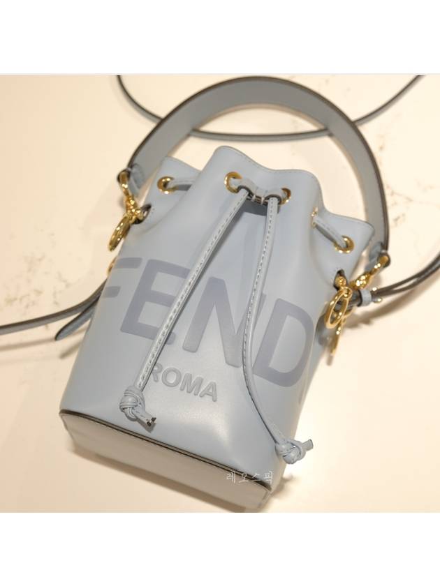 Roma Mon Tresor Leather Small Bucket Bag Light Blue - FENDI - BALAAN 7