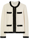 Kendra Wool Sequin Cardigan White - TORY BURCH - BALAAN 2