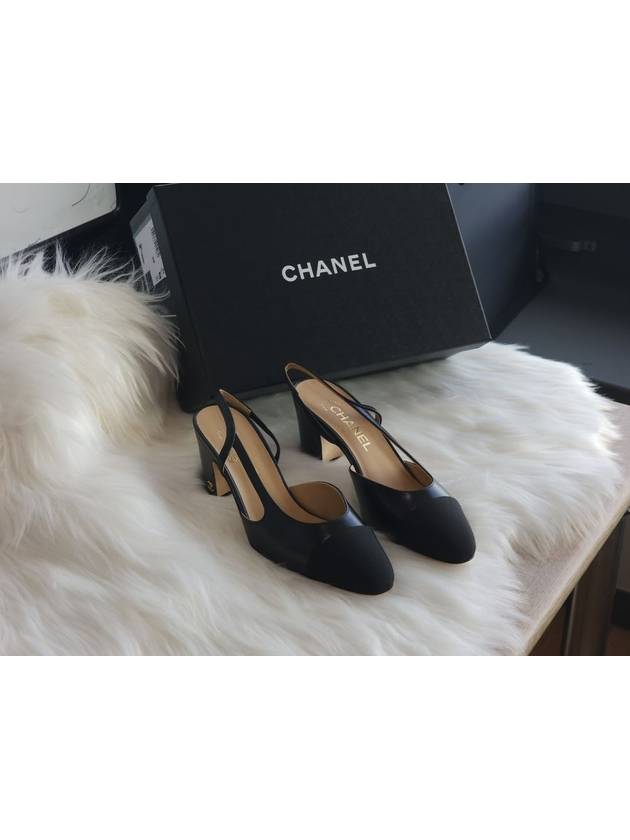 Classic two tone flat slingback black low heel goat skin G45509 B15896 94305 - CHANEL - BALAAN 3