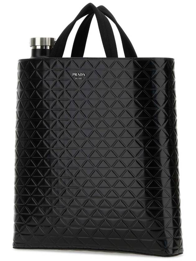 Logo Leather Tote Bag Black - PRADA - BALAAN 3