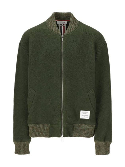 Fleece Stripe Wool Bomber Jacket Dark Green - THOM BROWNE - BALAAN 2